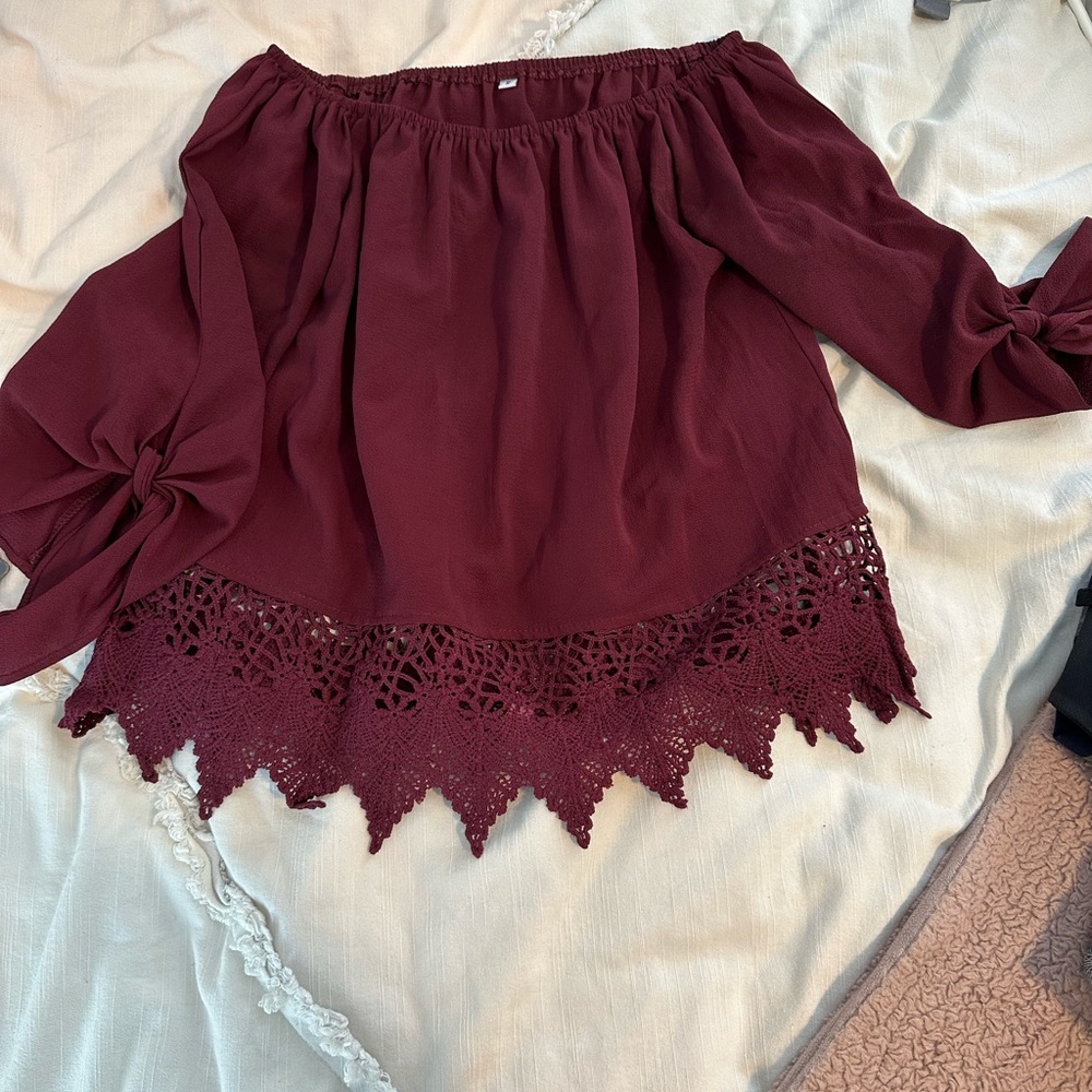 Maroon top